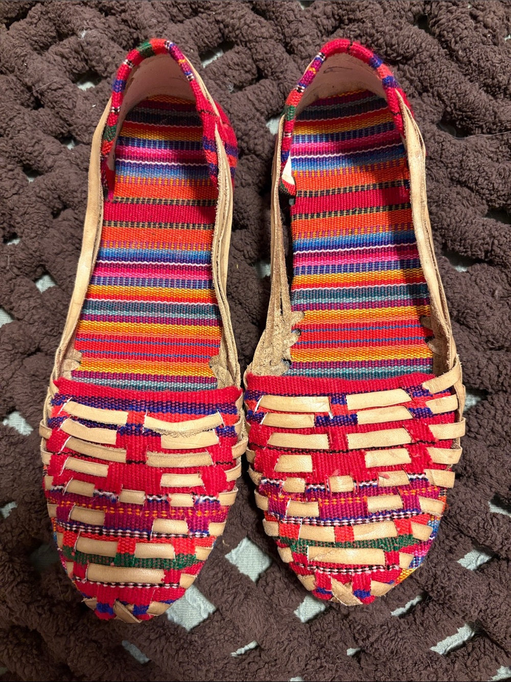Woven Red Multi-Stripe Women’s Huarache Flats